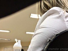 Candid tatoo foot high heels shoeplay dangling in college 3