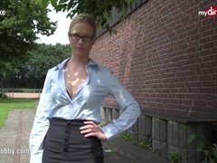 Pijpbeurt, Universiteit, Sperma shot, Duits, Brillen, Openbaar, Kousen, Slikken