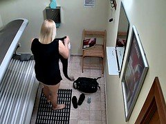 Amateur, Blonde, Masturbation, Pussy, Shaved, Solarium, Tight, Voyeur