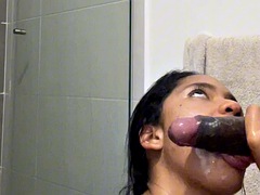 Leie, Bad, Grosser schwanz, Schwarz, Schwarz, Öffentlich, Dusche, Schlampe