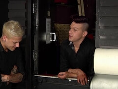 Lad with a mohawk is banging the bleached blond fellow