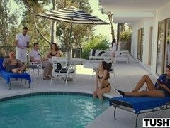 フェラチオ, 茶髪の, はじめて, 彼女, なめる, 馬乗り, コキ, 三人