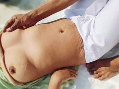 Desi village girl with a super tight pussy gets smashed outdoors