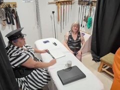British Prison Role Play: Governess Punishes Handcuffed Inmate with Blowjob & Creampie