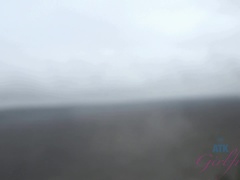素人, ビーチ, ブロンド, 彼女, キス, 公共, ガリガリ, オッパイの