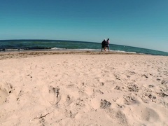 Strand, Grote lul, Gevangen, Sperma, Lul, Frans, Handbeurt, Buiten