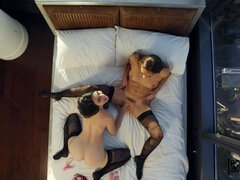 Bird's Eye View: Jade Baker & Gia Derza Lesbian Encounter with Big Tits & Stockings