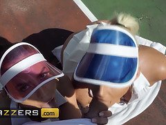 デカパイ, フェラチオ, チン, 巨大, 淫乱熟女, アウトドア, 三人, オッパイの