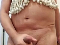 2020 July 30 Wanking and cumming wearing Belly Dance Bra