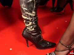 デカパイ, 茶髪の, フェティッシュ, Hd, レズビアン, 下着, 三人