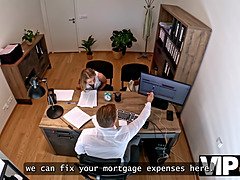 Blonde Czech babe gets hardcore sex with office clerk at desk
