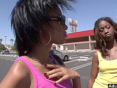 two dark-hued whores Picked Off For A Threesome