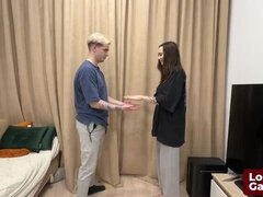 Brunette Sofia Loses Strip Game Bet & Gives James a Wild Blowjob Outdoor