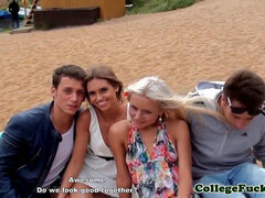 素人, 大学生, レズビアン, アウトドア, オマンコ, 双子