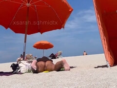 Strand, Vrouw, Duits, Latijnse vrouw, Nudist, Alleen, Tatoeage, Bekijker