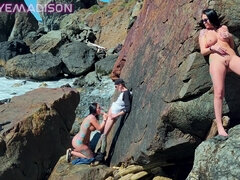 Voyeur Beach Babe Almost Caught Masturbating To Couple Fucking