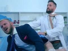 Doctor Nick North gives Malek Tobias a handjob and a blow job in the office