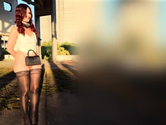 Amateur, Brunette brune, Fétiche, De plein air, Public, Softcore, Solo, Jarretelles