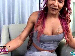 素人, アメリカ人, 黒人, 目瞪口呆, 巨大, オナニー, シーメール, 一人