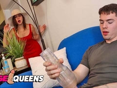 Grosser schwanz, Blasen, Braunhaarige, Hochschule, Spermaladung, Hd, Pov, Solo