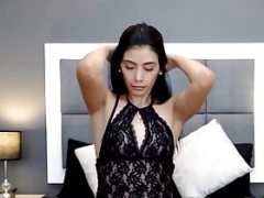Cute Latina with Black Hair Using Vibrator to Orgasm