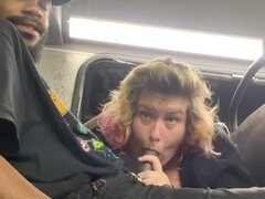 Naughty bus blowjob with busty exhibitionist - caught in the act! 🚌💦