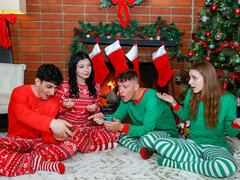 Two naughty chicks are getting shagged in a hot 4some