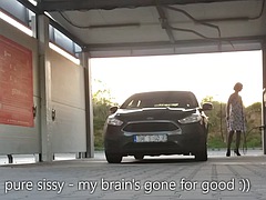 Outdoor strip show for a public car wash