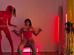 Latex-Clad Shemale Bobbii Rose Fucks Gray Perrier