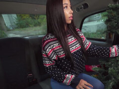 Petite latina Lia Lin rides taxi driver's cock POV
