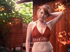 デカパイ, 巨乳な, Hd, 淫乱熟女, アウトドア, 赤毛, シャワー, オッパイの