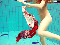 Peludo, Desnudo, Polaco, Piscina, Pelirrojo, Adolescente, Bajo el agua