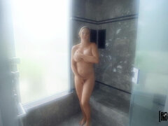 美女, デカチン, デカパイ, フェラチオ, 巨乳な, オマンコ, 剃毛, シャワー