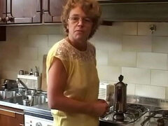 Hairy granny gets rough anal fuck from step-son