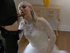 TS bride enjoys bareback 3some with BF and big-boobed GF