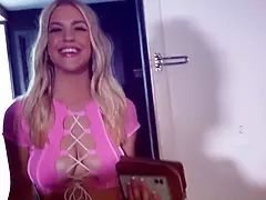 美人, ブロンド, 着衣女と全裸男, 衣服着たままセックス, 気狂い, バック, 女 人男 人, Hd