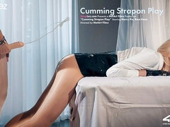 ブロンド, ディルド, フェティッシュ, ゴム, なめる, オーガズム, スカート, ストッキング