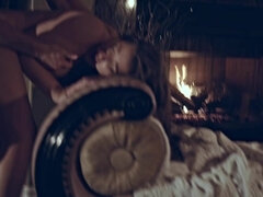 Grote kont, Bruinharig, Stel, Sperma, Hardcore, Logement, Tieten likken, Vrouw