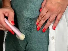 Horny Step Mother was caught by her Step Son and wanted to show him how she was masturbating big cock