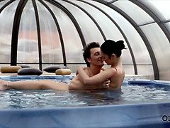 Kinky Czech teen gets her tight young ass pounded in the jacuzzi by an old man