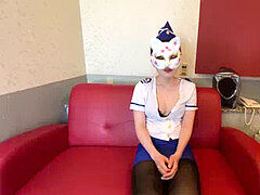 Amateur, Mignonne, Japonaise, Orgasme, Collant, Police, Spandex, Jarretelles