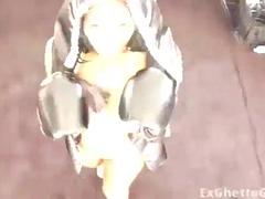 Grosser schwanz, Schwarz, Schwarz, Schlampe, Flotter dreier