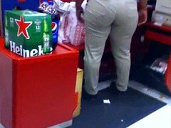 Candid booty milf worker at target