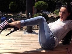 Foot fetish rimming for blonde outdoors