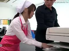 Asian Office Lady Chihiro Akino Amazes with Blowjob and Craves Creampie Delight