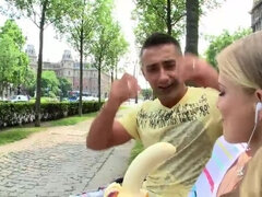 Tourist chick gets picked up and Fucked Deep after eating a Banana