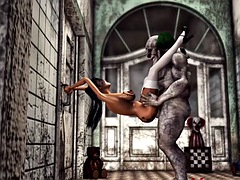 A really dirty girl has her first hard anal fuck with the evil clown