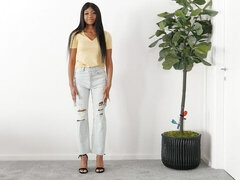 お尻, フェラチオ, 茶髪の, バック, 黒人, 手コキする, ストリッピング, ティーン