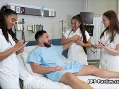 Hospital room foursome with naughty doctors