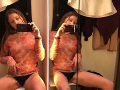 Horny Teen Fucks Herself with Toy in Fitting Room - Solo Masturbation